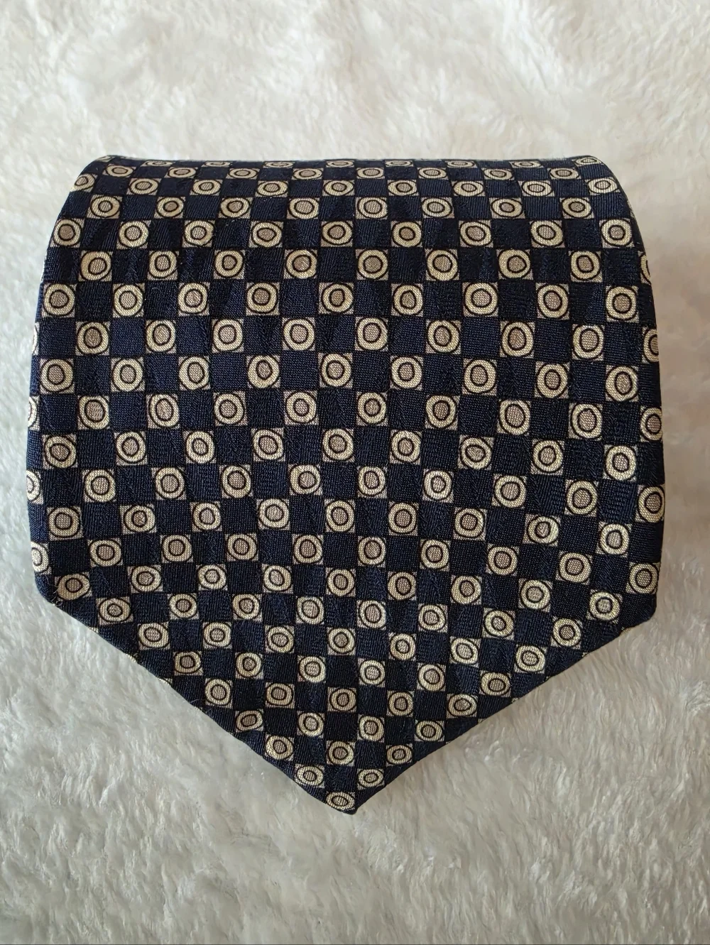 Saks Fifth Avenue Black Tan Silk Tie Mens Luxury Made in USA 56x3.75